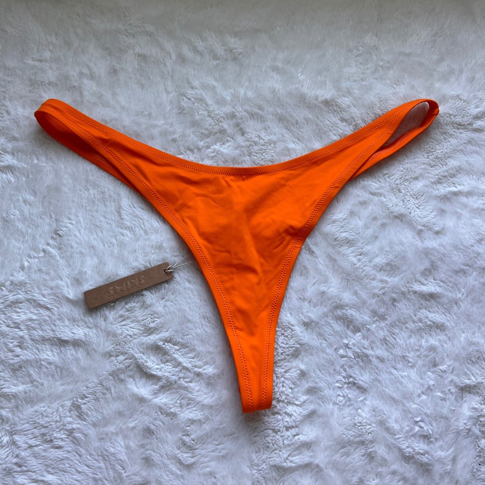 SKIMS Recycled Swim Thong Orange High Cut Bikini Bottom SW-THG-0782 Size 2X NEW